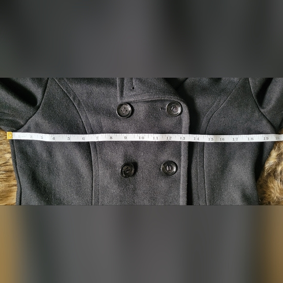 Calvin Klein Double Breasted Hooded Woolblend Peacoat With Purple Lining size 6 - Picture 14 of 16